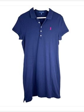 Ralph Lauren Navy Polo Mini Dress with Pink Pony
